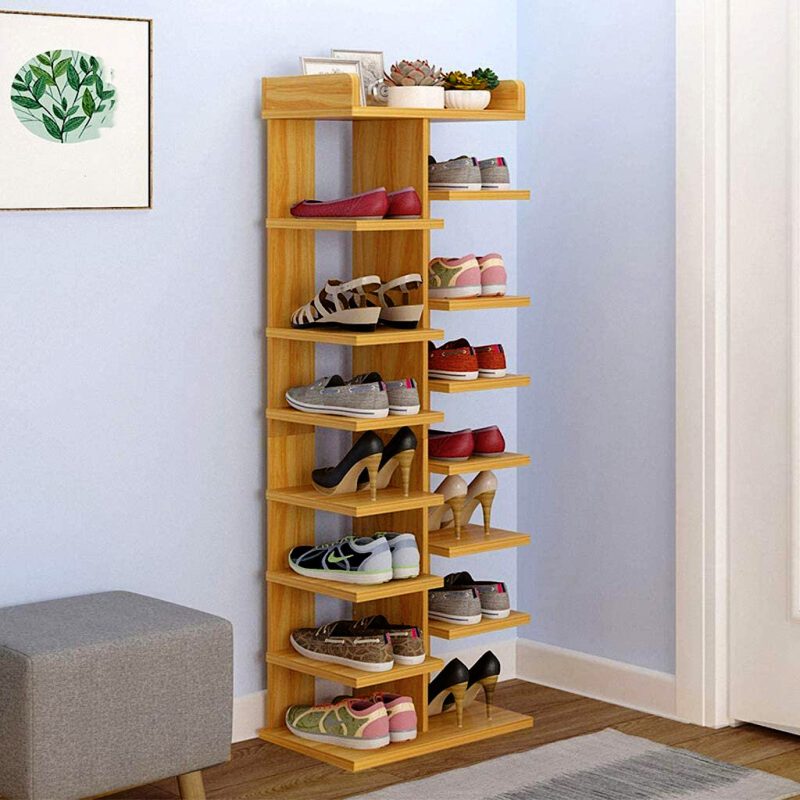 Alternative view of Double Row Shoe Rack Organizer, Space Saving Shoes Storage, Wooden Shoes Racks