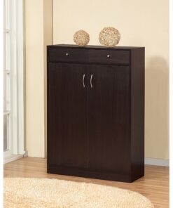 Alternative view of Shoe rack Modern Slim Shoe Cabinet with 2 Drawers 5-Tier Wooden Shoe Storage Cabinet