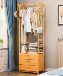 Wooden Multi Layer Alna Witn 8 Side Hook And 3 Drawers For Bedroom