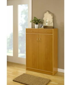 Shoe rack Modern Slim Shoe Cabinet with 2 Drawers 5-Tier Wooden Shoe Storage Cabinet - Image 4