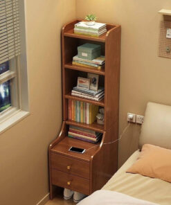 GaRcan Bedside Tables, Bedroom Bedside Shelf, Modern Storage Cabinet, Bedside Table with Single and Double Drawer for Small Spaces, 5-Tier Organiser with 2 Drawer