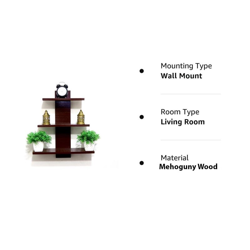 Wooden Wall Shelf for Home Decor Items, Living Room and Bedroom | Dime Store Wall Shelves - Image 4