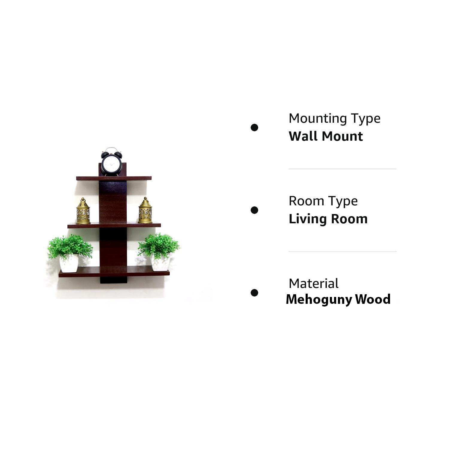 Wooden Wall Shelf for Home Decor Items, Living Room and Bedroom | Dime Store Wall Shelves - Image 4