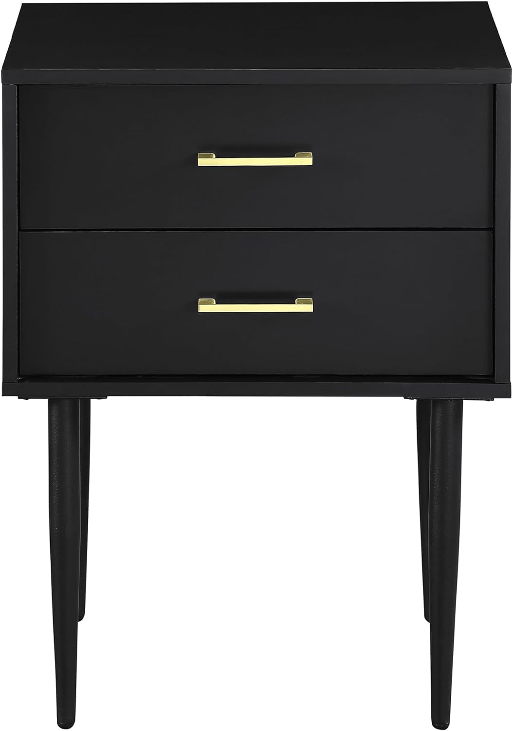 Walker Edison Modern Olivia 2 Drawer Wood Rectangle Side Table Living Room Small End Accent Table, 20 Inch, Black - Image 3