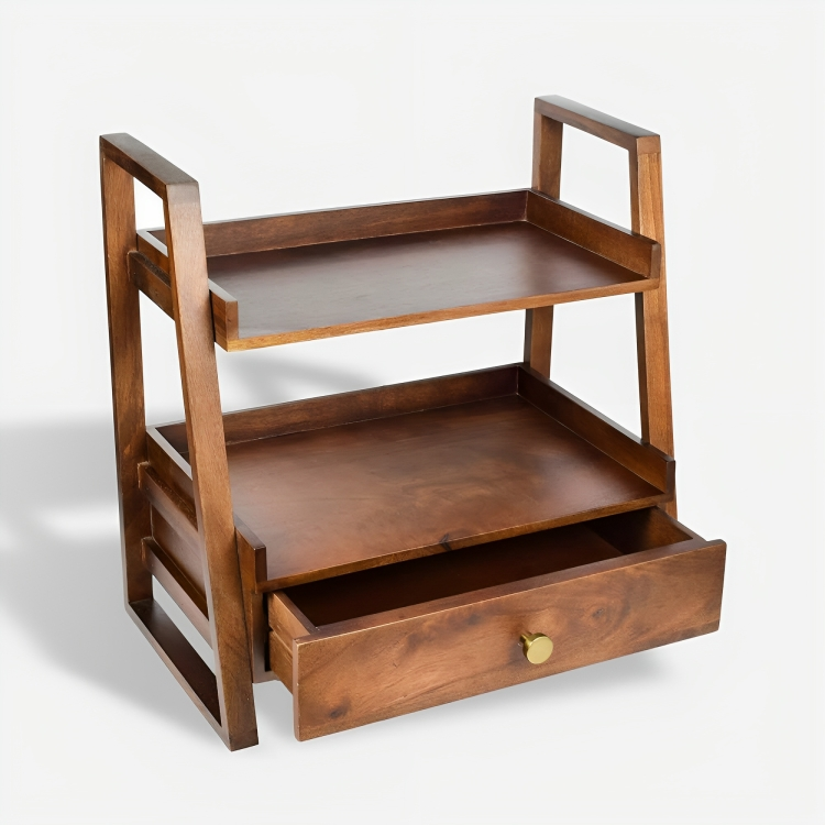 Wooden Versatile Kitchen Organizer Rack with Drawer - Image 7