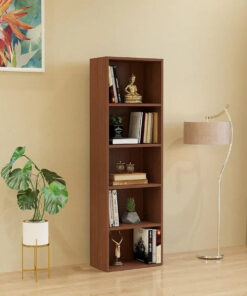 5-Shelf Narrow Bookcase Pure Mehugoni Wooden - Image 3