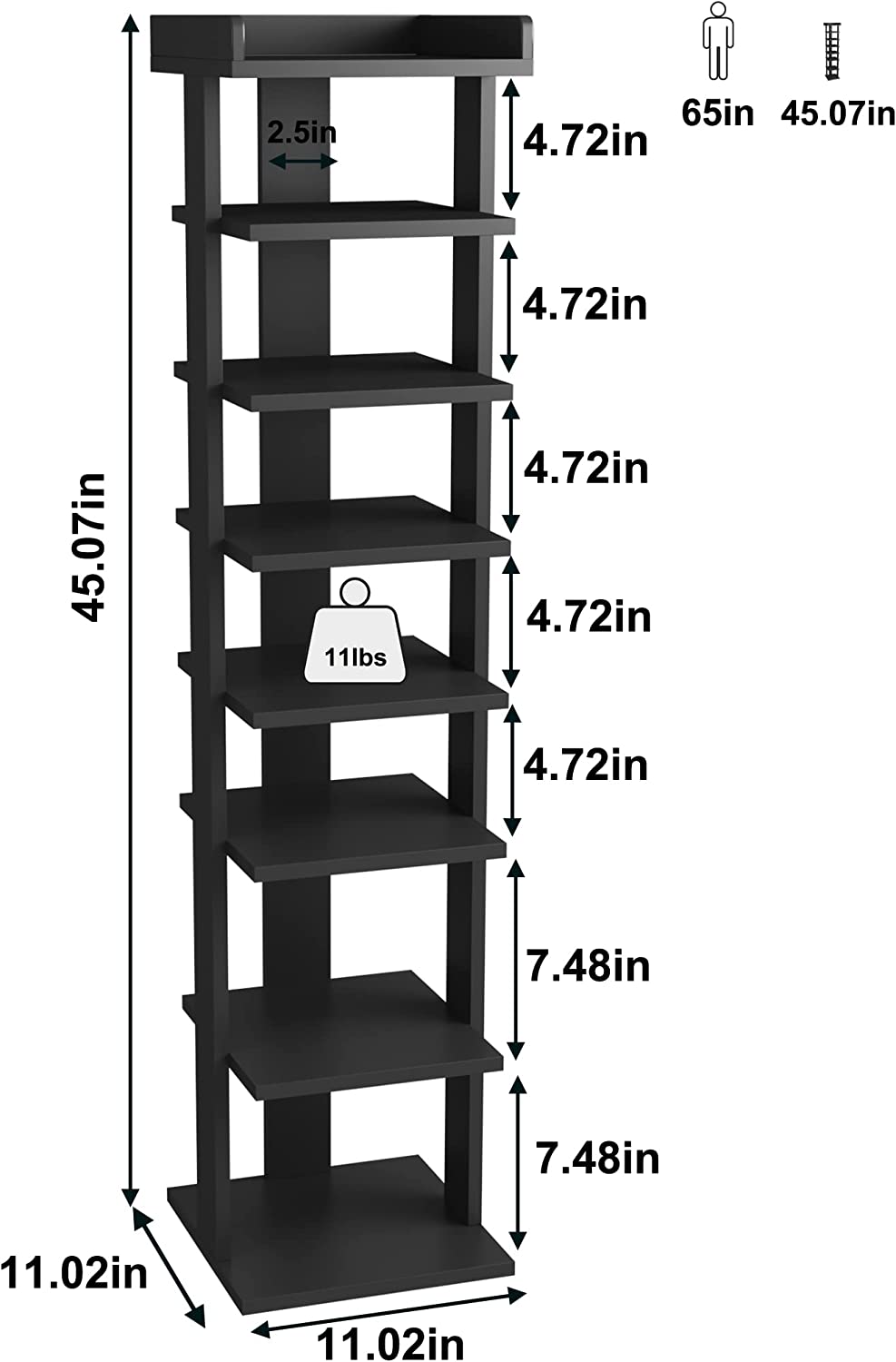 Wooden 7 Tiers Vertical Shoe Rack, Wooden Shoes Racks Organizer - Image 9