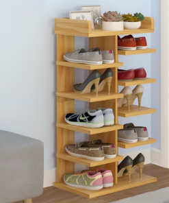 Wooden 6-Layer Double Row Shoe Rack For Office & Home