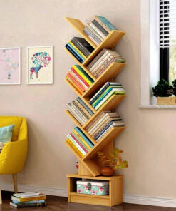 Wooden Tree Shape 9 Tier Bookshelf For Office & Home - Image 3