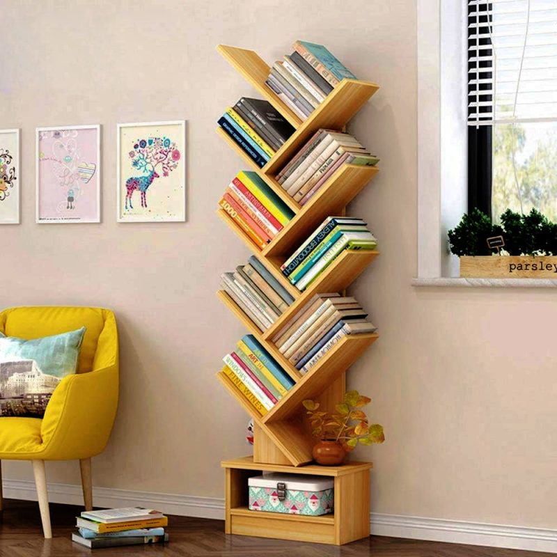 Wooden Tree Shape 9 Tier Bookshelf For Office & Home - Image 3