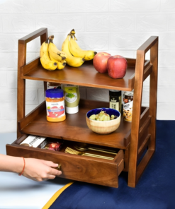 Alternative view of Wooden Versatile Kitchen Organizer Rack with Drawer
