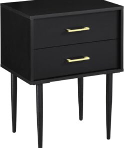 Alternative view of Walker Edison Modern Olivia 2 Drawer Wood Rectangle Side Table Living Room Small End Accent Table, 20 Inch, Black