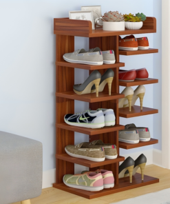 Alternative view of Wooden 6-Layer Double Row Shoe Rack For Office & Home
