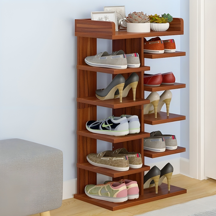 Wooden 6-Layer Double Row Shoe Rack For Office & Home - Image 2
