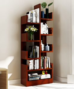 6 Tier L-Shaped Wooden Bookshelf