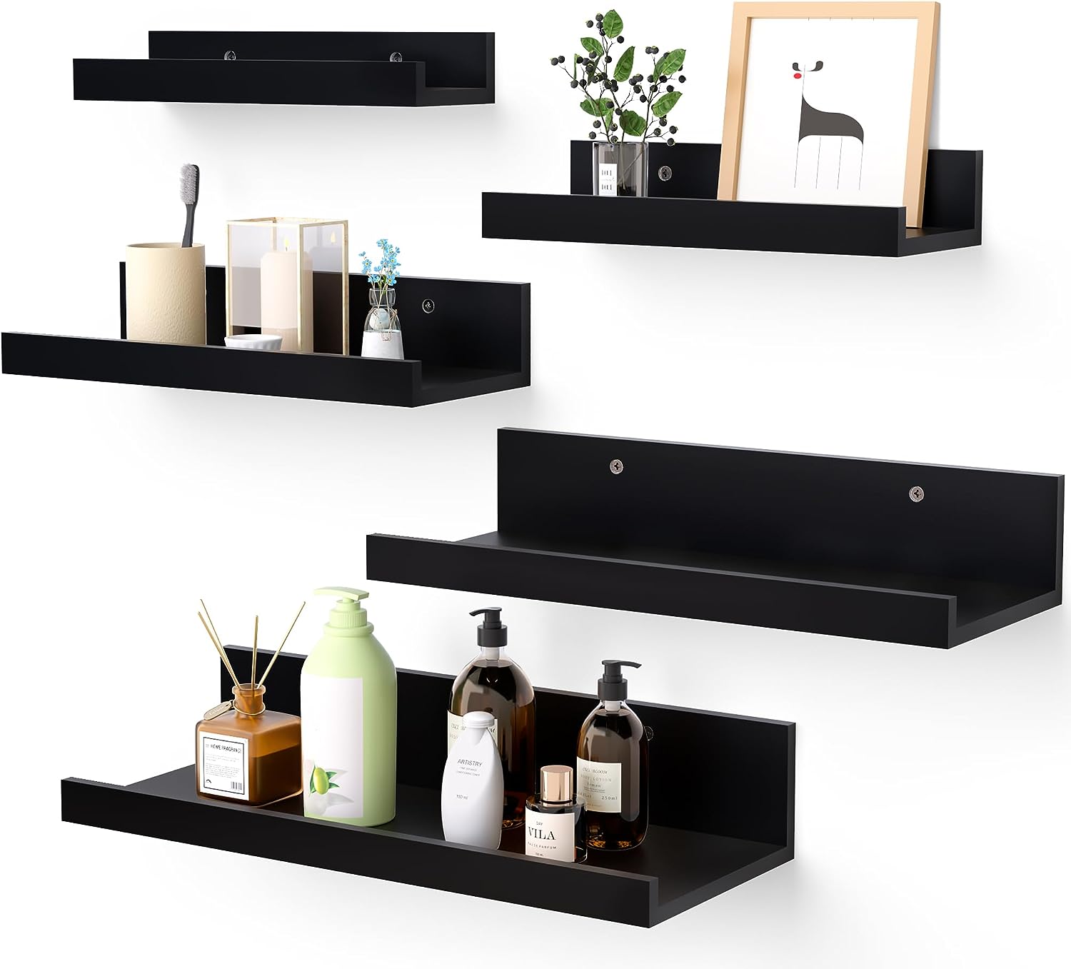 Wall Mounted Wood Shelves for Bedroom, Living Room, Bathroom, Kitchen, Small Picture Ledge Shelves - Image 3