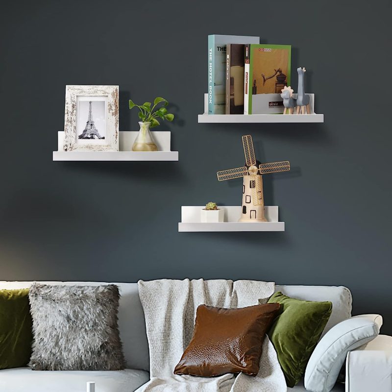 Alternative view of Wall Mounted Wood Shelves for Bedroom, Living Room, Bathroom, Kitchen, Small Picture Ledge Shelves