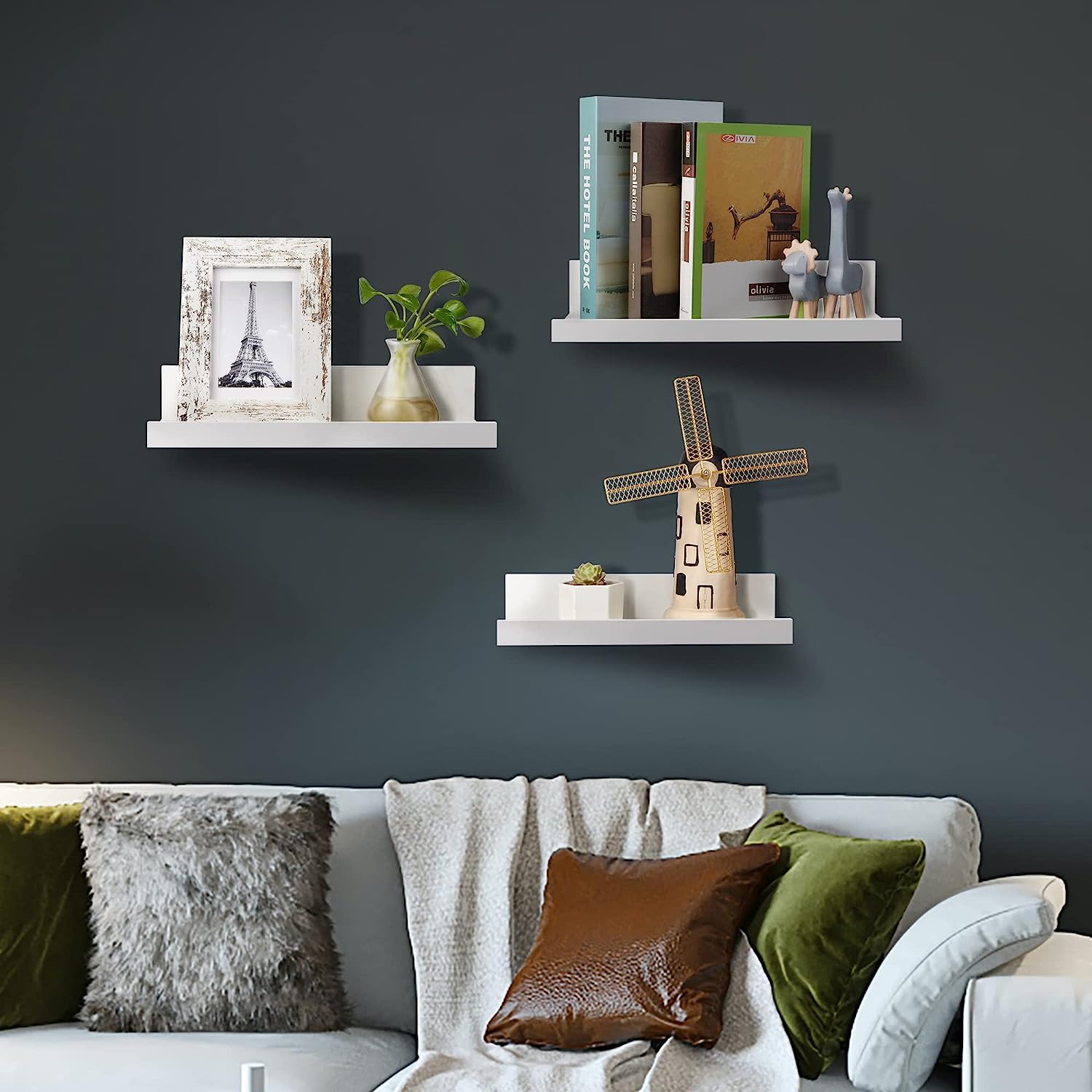 Wall Mounted Wood Shelves for Bedroom, Living Room, Bathroom, Kitchen, Small Picture Ledge Shelves - Image 2