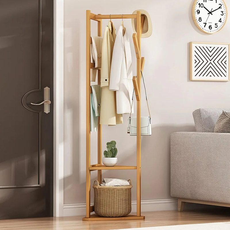 Wooden Entrance Hall Tree Modern Style Simple Home Floor Hall Stand