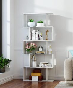 Alternative view of Function Home 5-Tier Bookshelf, Wooden S-Shaped Bookcase,