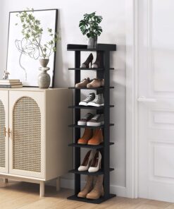 Wooden 7 Tiers Vertical Shoe Rack, Wooden Shoes Racks Organizer - Image 4