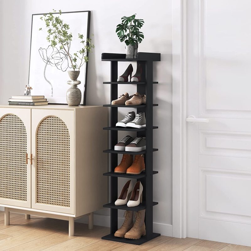 Wooden 7 Tiers Vertical Shoe Rack, Wooden Shoes Racks Organizer - Image 4