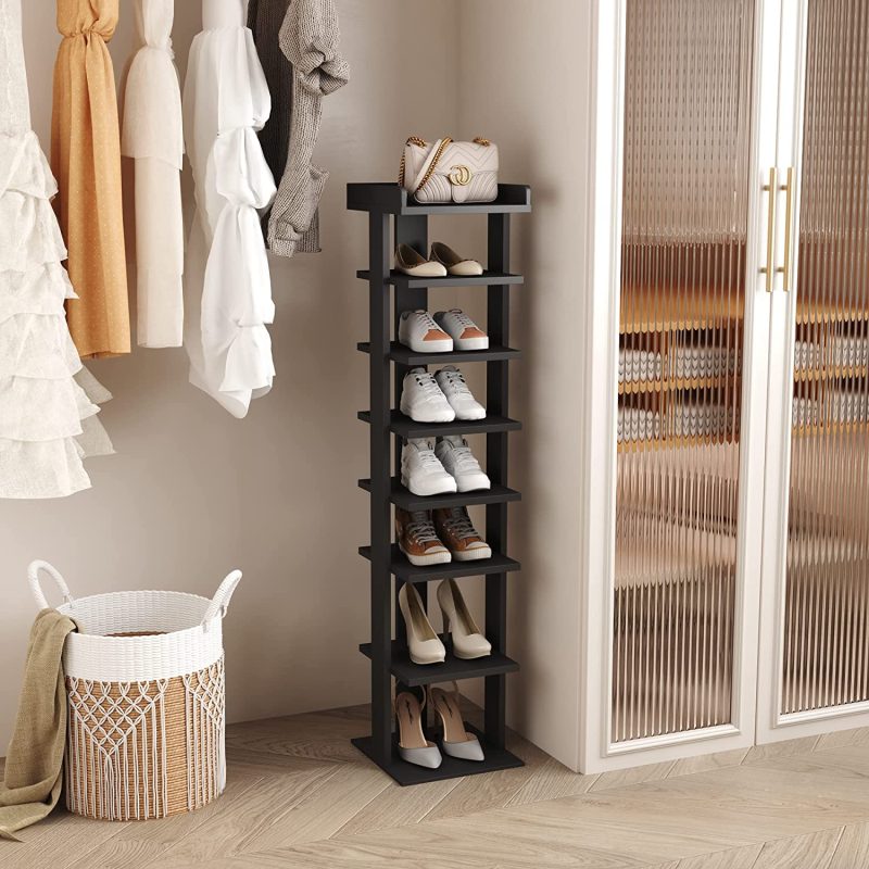 Wooden 7 Tiers Vertical Shoe Rack, Wooden Shoes Racks Organizer - Image 8