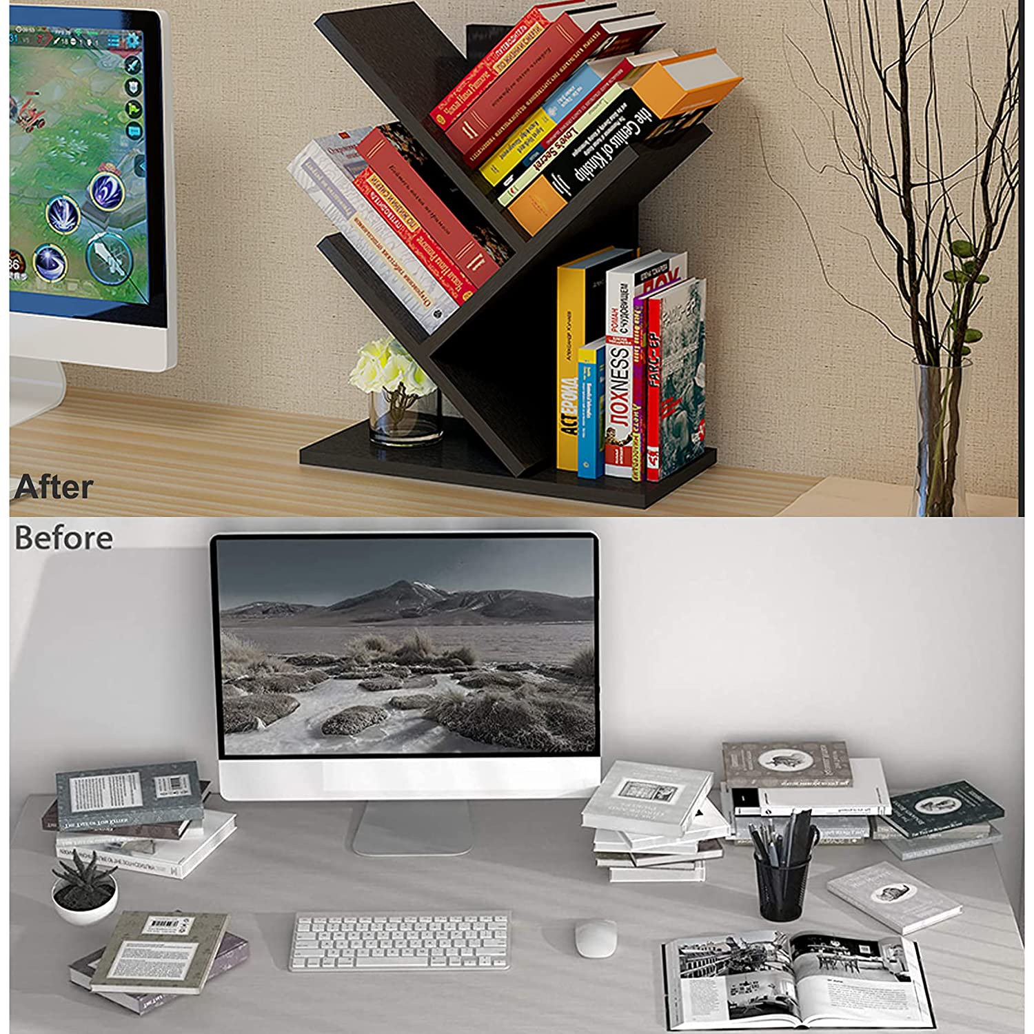 Wooden 3 Layers Tree Mini Bookshelf - Image 4