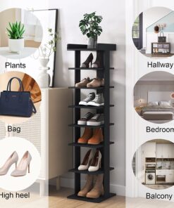 Wooden 7 Tiers Vertical Shoe Rack, Wooden Shoes Racks Organizer - Image 3