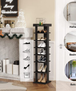 Wooden 7 Tiers Vertical Shoe Rack, Wooden Shoes Racks Organizer - Image 5