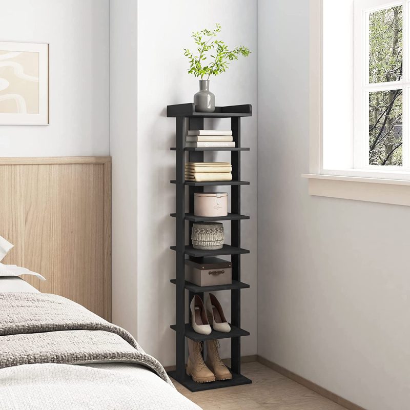 Wooden 7 Tiers Vertical Shoe Rack, Wooden Shoes Racks Organizer - Image 10