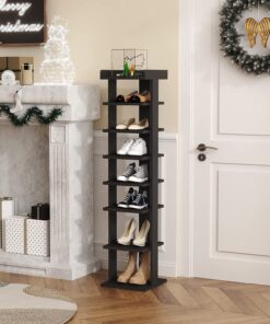 Alternative view of Wooden 7 Tiers Vertical Shoe Rack, Wooden Shoes Racks Organizer