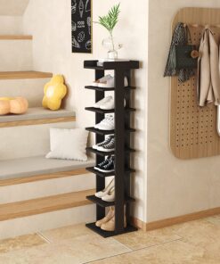 Wooden 7 Tiers Vertical Shoe Rack, Wooden Shoes Racks Organizer - Image 7