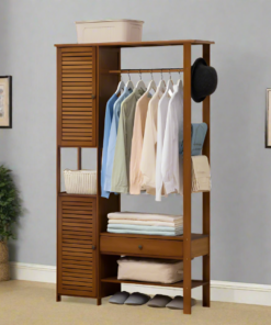 Wooden Bedroom Closets Storage Organizer | Wooden Clothes Stand