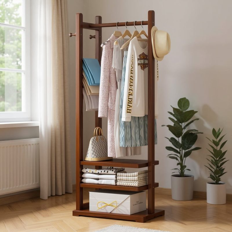 Single Clothes Stand with 2 Shelves and Hooks – Ideal for Bedrooms - Image 10