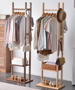Wooden Clothes Hanger Stand | Minimalist Coat, Hat Hanger - Image 3