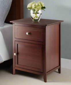 Wooden Bedside Table with Cabinet