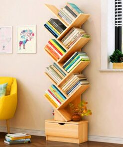 Wooden Tree Shape 9 Tier Bookshelf For Office & Home - Image 8