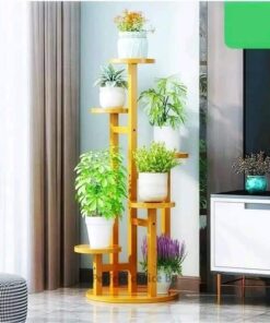5 Tier Wooden Flower Plant Stand For Living Room, Office, Balcony