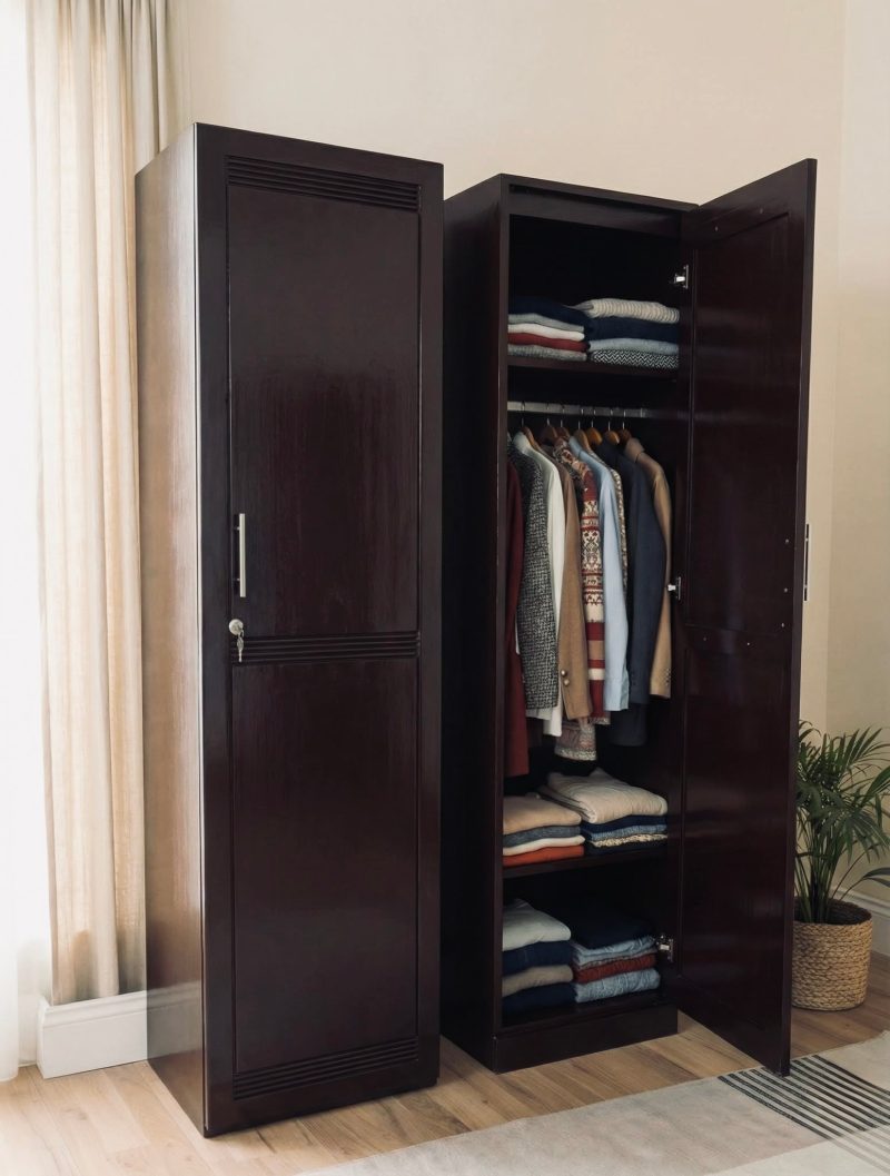 Alternative view of Minimalist Single Door Wardrobe | Wooden Single Door Almirah