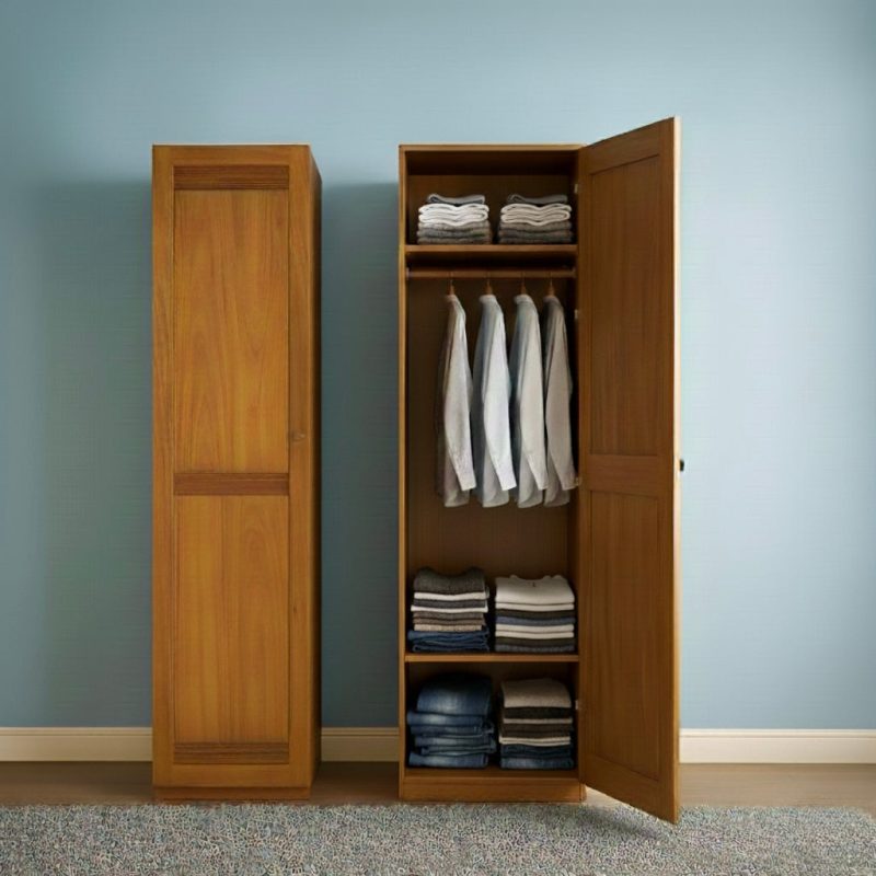 Minimalist Single Door Wardrobe | Wooden Single Door Almirah - Image 3