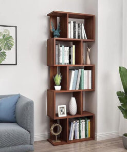 Alternative view of Function Home 5-Tier Bookshelf, Wooden S-Shaped Bookcase,