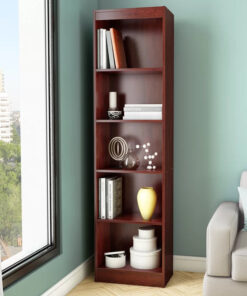5-Shelf Narrow Bookcase Pure Mehugoni Wooden
