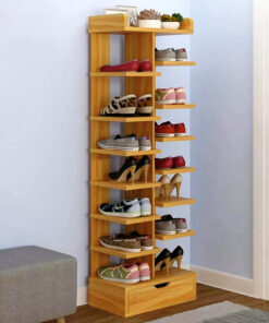 Double Row Wooden Shoe Rack With Box / Slippers Storage Shelves Organizer