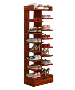 Double Row Wooden Shoe Rack With Box / Slippers Storage Shelves Organizer - Image 4