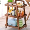 3-tier wooden serving trolley with wheels, often used in kitchens or dining areas for storage and serving
