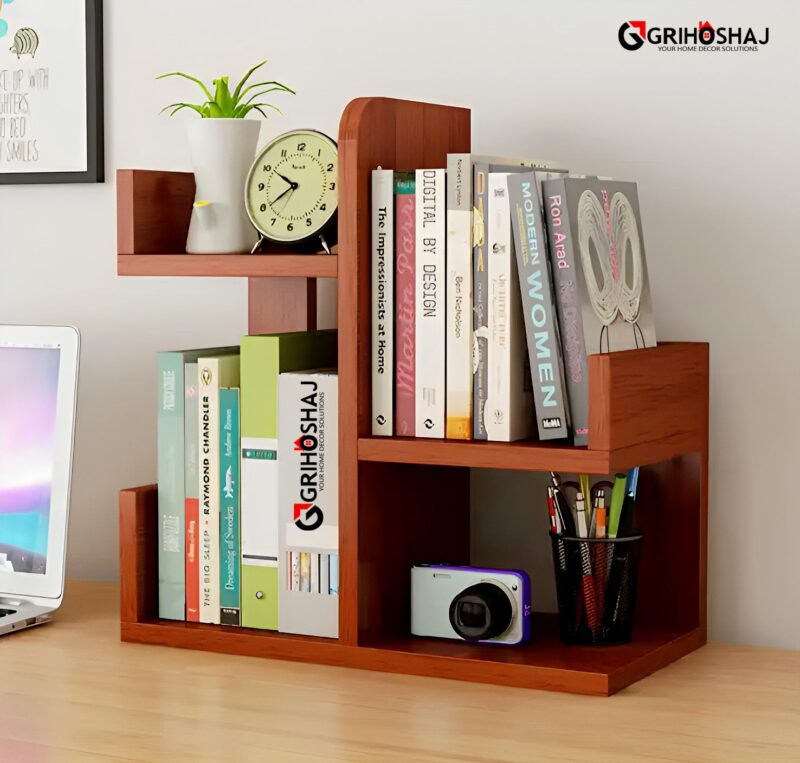 Wooden L-Shape Mini Book Shelf For Office/ Home - Image 6