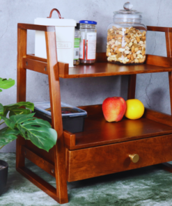 Wooden Versatile Kitchen Organizer Rack with Drawer - Image 11