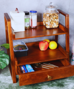 Wooden Versatile Kitchen Organizer Rack with Drawer - Image 4