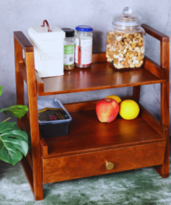 Wooden Versatile Kitchen Organizer Rack with Drawer - Image 3